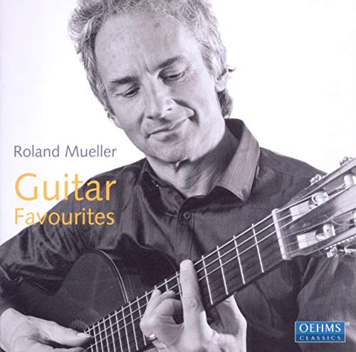 Roland Mueller portrait with a classical guitar, CD cover art.