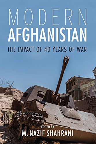 Book cover: “Modern Afghanistan,” showing a rusted tank in a war-torn landscape.