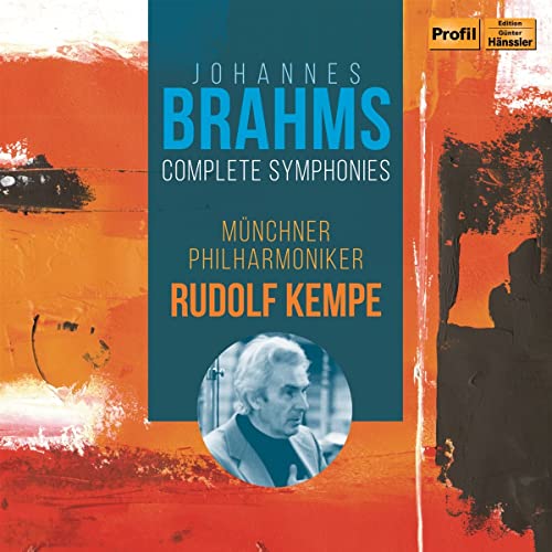 CD cover for Brahms symphonies with conductor Rudolf Kempe’s portrait.