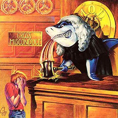 CD cover: shark in judge's wig, gavel, and distressed person.