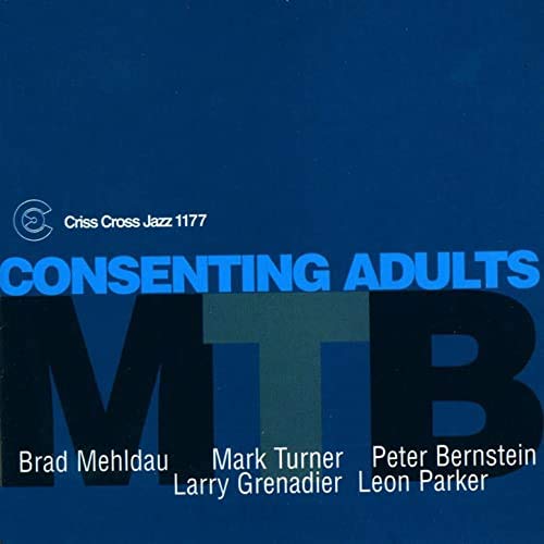 Album cover for “Consenting Adults” by M.t.b., featuring bold text and names.