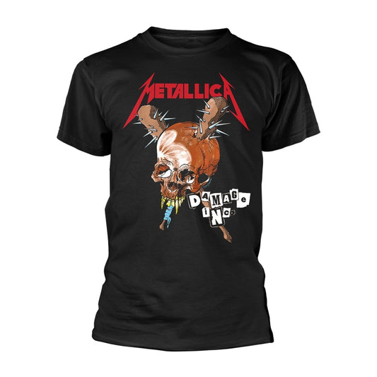 Black t-shirt with Metallica's "Damage Inc" skull and text design.