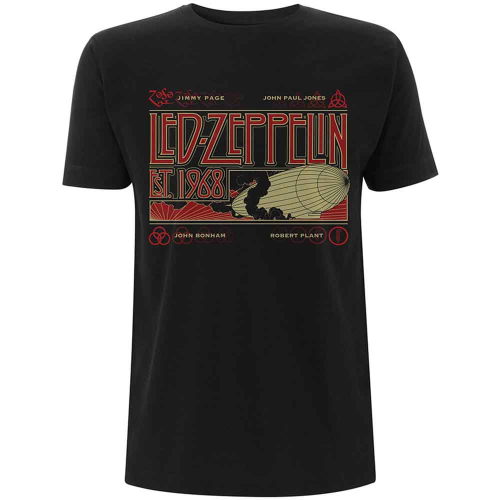 Black Led Zeppelin t-shirt with band logo and airship graphic.