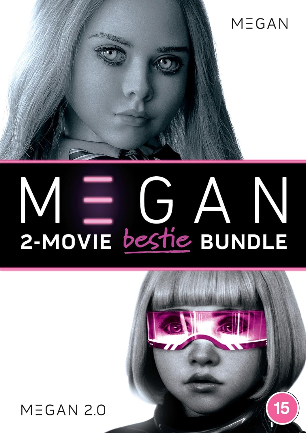 M3GAN DVD box set featuring the robotic doll with piercing eyes.