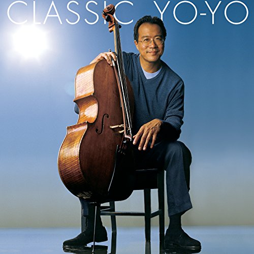 Yo-Yo Ma seated with a cello, album cover for "Classic Yo-Yo" CD.