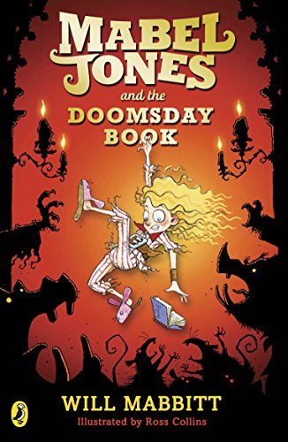Book cover: "Mabel Jones and the Doomsday Book" with a falling girl illustration.