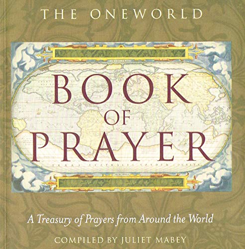Book cover with world map illustration and title "The Oneworld Book of Prayer.