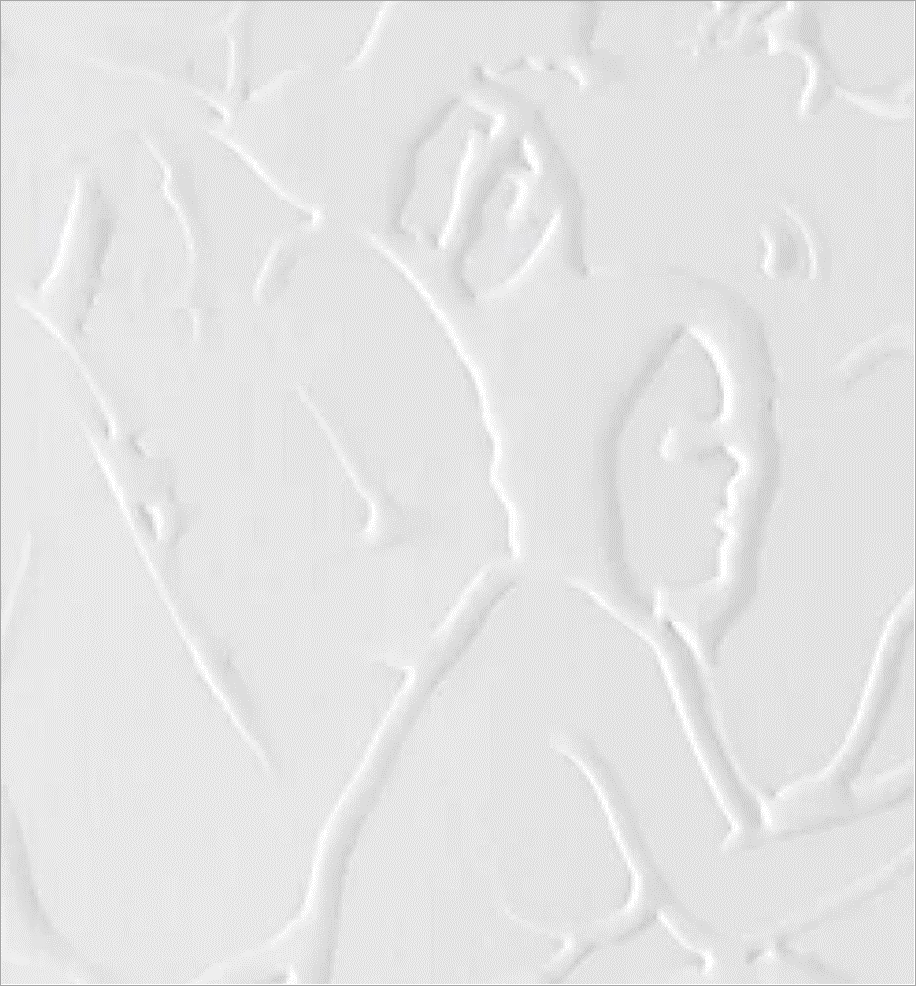 Embossed CD cover with abstract floral and face-like shapes.