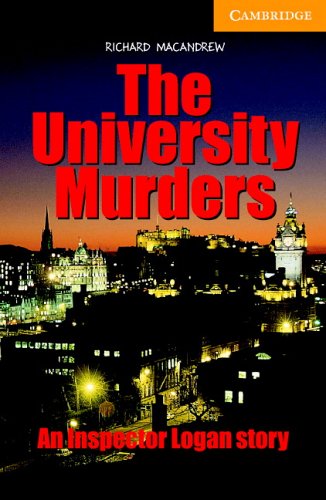Book cover: "The University Murders" with a city skyline background.