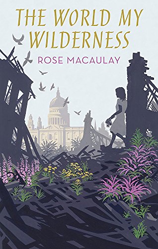 Book cover: woman walking amidst ruins with flowers, London skyline.