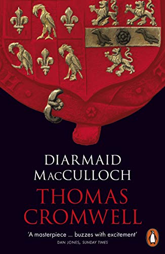Book cover: "Thomas Cromwell: A Life" by Diarmaid MacCulloch, with heraldic shield.