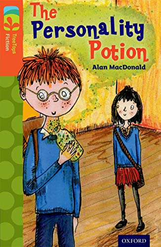 Book cover: boy with potion, girl, and text “The Personality Potion.”