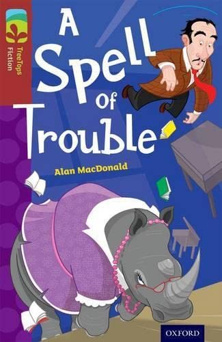 Book cover showing a man floating above a rhinoceros wearing a purple dress.