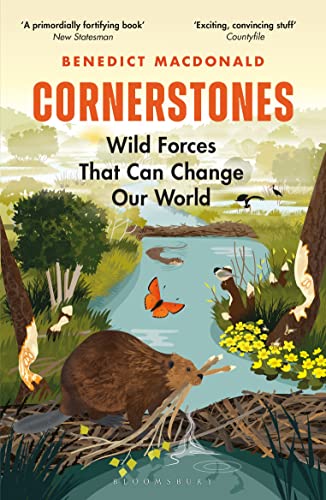 Book cover featuring a beaver on a dam in a stream with wildlife illustrations.