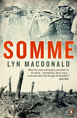 Book cover for “Somme” depicting World War I soldiers and a desolate landscape.