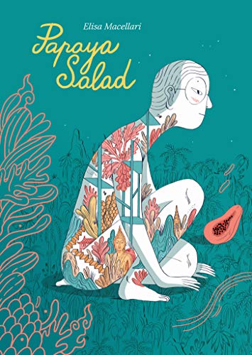 Book cover illustration of a seated person with botanical and cultural imagery.