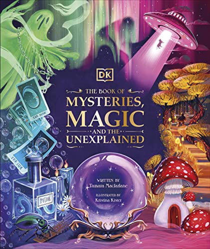 Book cover with illustrations of UFOs, tarot cards, and a crystal ball.