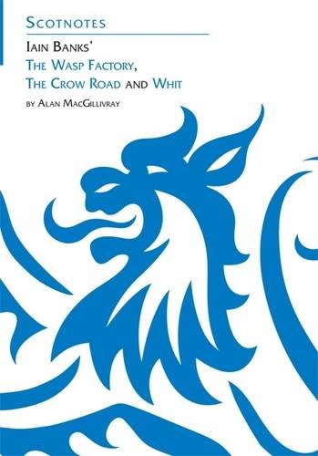 Book cover with blue abstract design and title: “Iain Banks’ The Wasp Factory”.