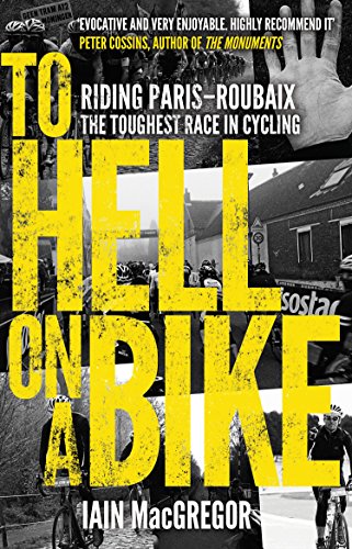 Book cover: cyclists racing on a rough road, bold yellow text.