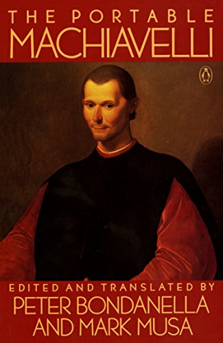 Book cover: portrait of Niccolò Machiavelli in Renaissance attire.