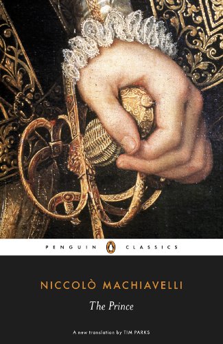 Book cover of "The Prince" by Niccolò Machiavelli, featuring a Renaissance hand.