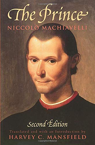 Book cover of The Prince by Niccolò Machiavelli featuring a portrait of the author.