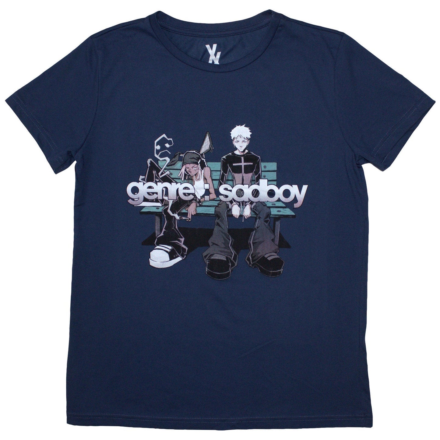 Black ladies t-shirt featuring a graphic print of Machine Gun Kelly.