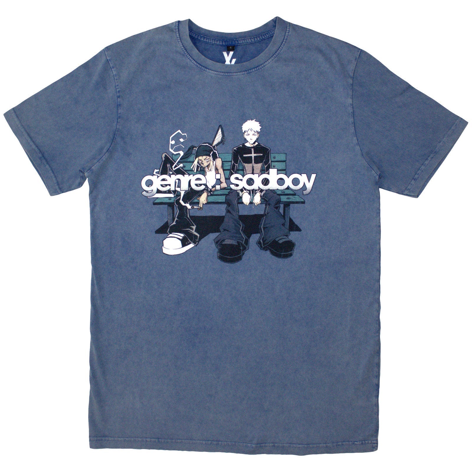 Stone wash t-shirt featuring Machine Gun Kelly's "Bench" design, size small.