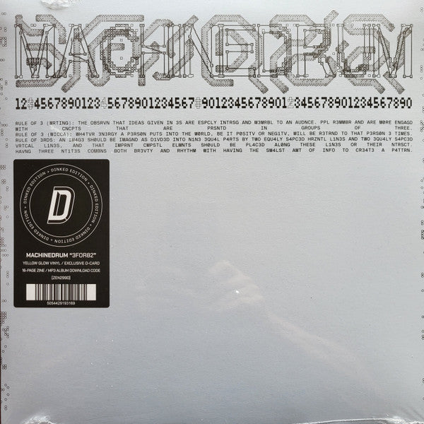 Silver vinyl record with white text and a circular "D" logo.