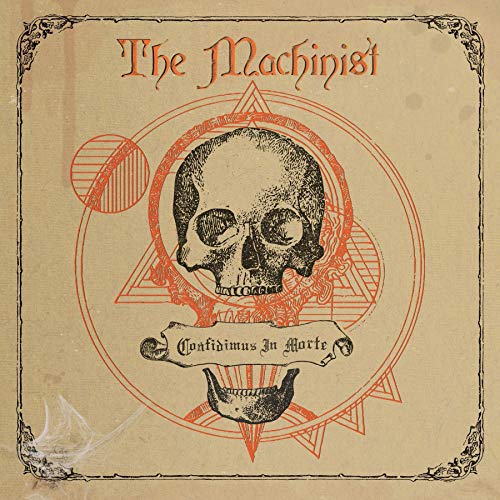 Vinyl record cover with a skull illustration and a marbled tan and black disc.