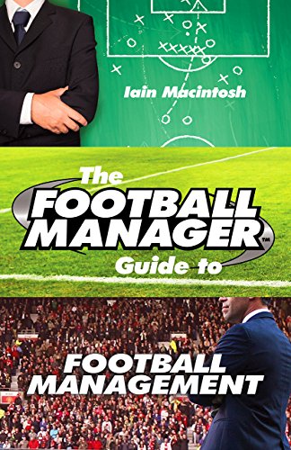 Book cover: football manager with tactics board and stadium scene.