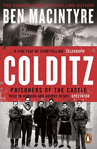 Book cover: Colditz castle and a group of men in wartime attire.