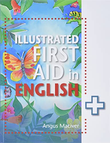 Book cover titled Illustrated First Aid in English featuring a butterfly and floral illustrations.