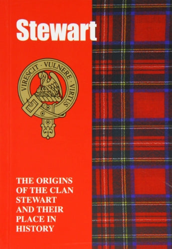 Book cover: “Stewart” with clan crest and tartan pattern.