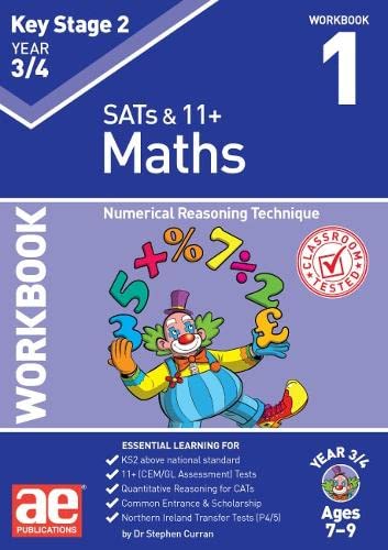 Maths workbook cover with clown juggling numbers, for ages 7-9.