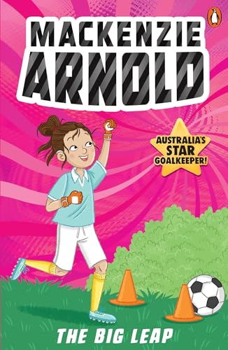 Book cover: girl in soccer uniform leaping with a ball.