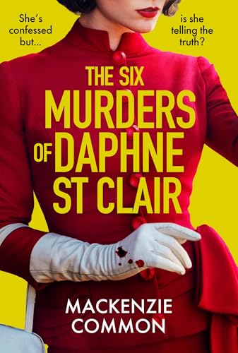 Book cover featuring a woman in red with white gloves, holding a bloodied hand.