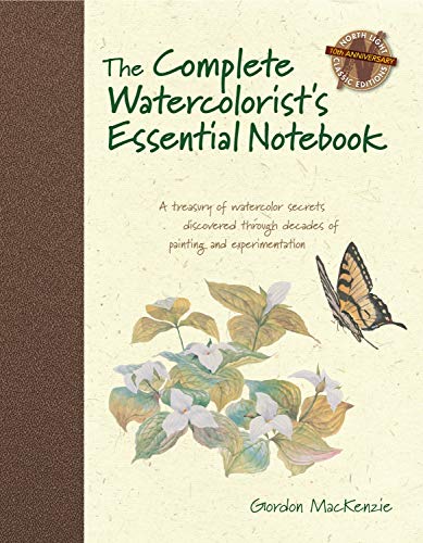 Book cover titled The Complete Watercolorist's Essential Notebook with a butterfly and flower illustration.