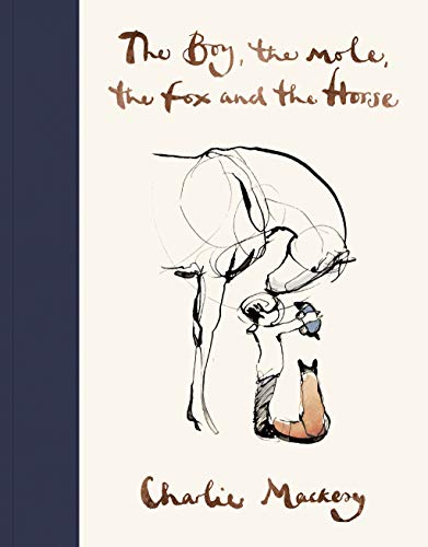 Book cover with sketched figures of a boy, mole, fox, and horse.