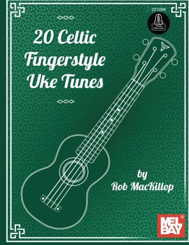 Green cover with white outline of a ukulele and Celtic design.