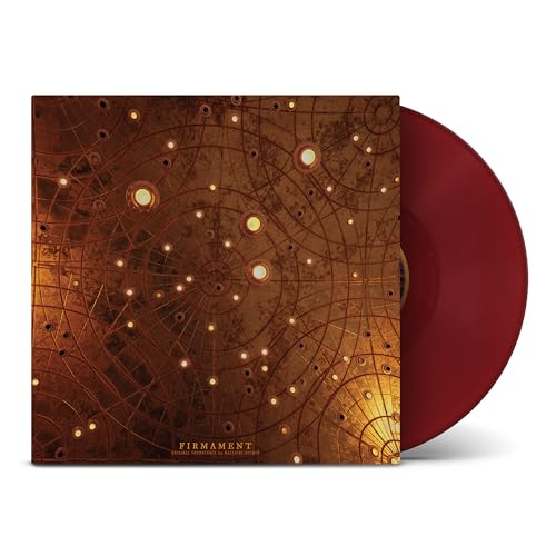 Firmament vinyl record cover with celestial map design and a deep red vinyl disc.