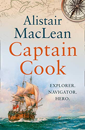 Book cover for “Captain Cook” featuring a sailing ship and compass.