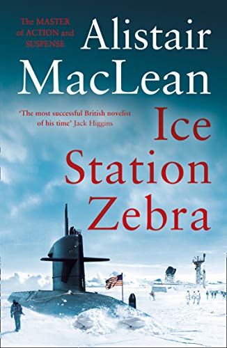Book cover: “Ice Station Zebra” with a submarine in a snowy arctic scene.