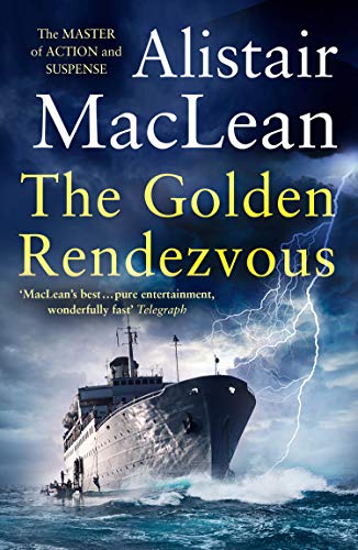 Book cover: ship at sea during a stormy night with lightning.