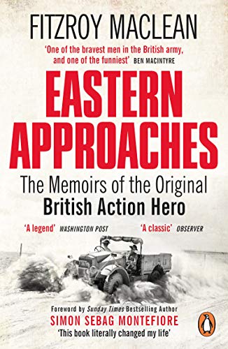 Book cover: "Eastern Approaches" with a vintage military vehicle image.