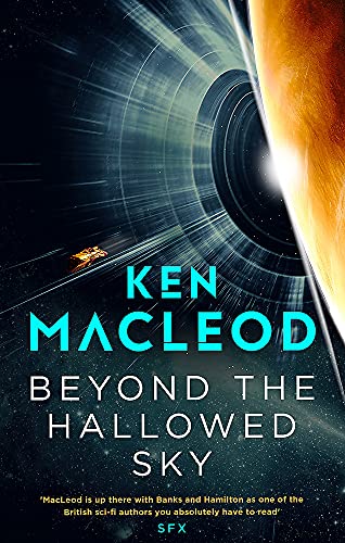 Book cover: spaceship near a ringed planet, dark blue and orange tones.