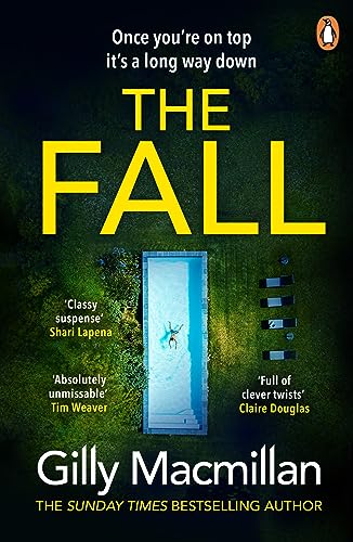 Book cover: "The Fall" with a pool scene and bold yellow title.