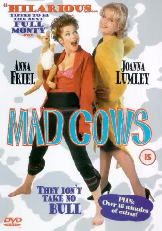 DVD cover for "Mad Cows" featuring two women and a stuffed kangaroo.