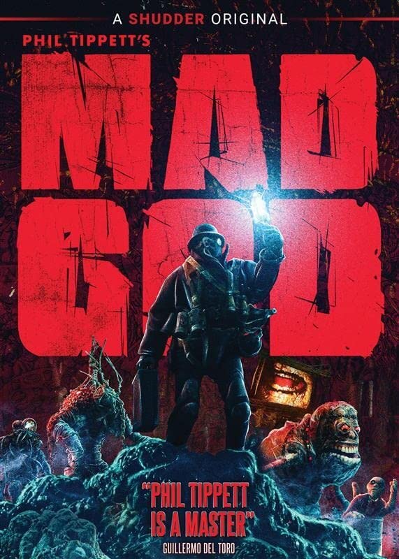 DVD cover for “Mad God” featuring a dystopian figure and machinery.