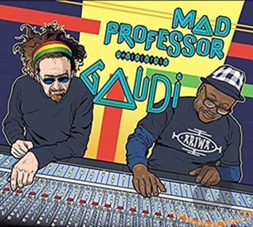 CD cover featuring two men at a mixing console, colorful text.